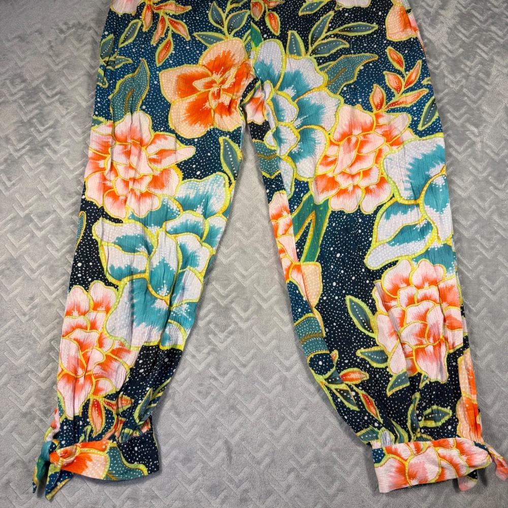 Mara Hoffman Floral Jumpsuit L Vibrant Tropical Wide Leg Boho Resort Vacation - Picture 2 of 8
